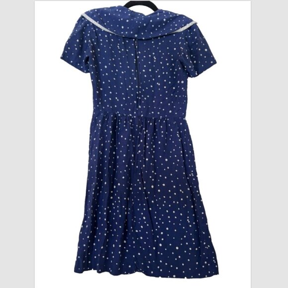 Lanz Originals Navy White Polka Dot Short A-Line Dress Size S Sailor Retro - Picture 2 of 9